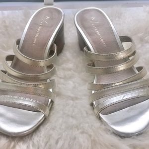 Anthropologie size 7 metallic heels